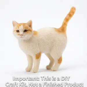 1Set Animal Needle Felting Kit, Felting kits for Beginners adult with Step-by-Step Video Tutorials, Cat DIY Felting Kit, Cute Funny Home Decorative Ornaments, Birthday Valentine's Day and Christmas Gifts
