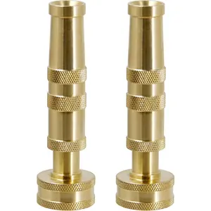 Brass Hose Nozzle, Heavy-Duty Brass Adjustable Twist Hose Nozzle, 2 Pack (4")