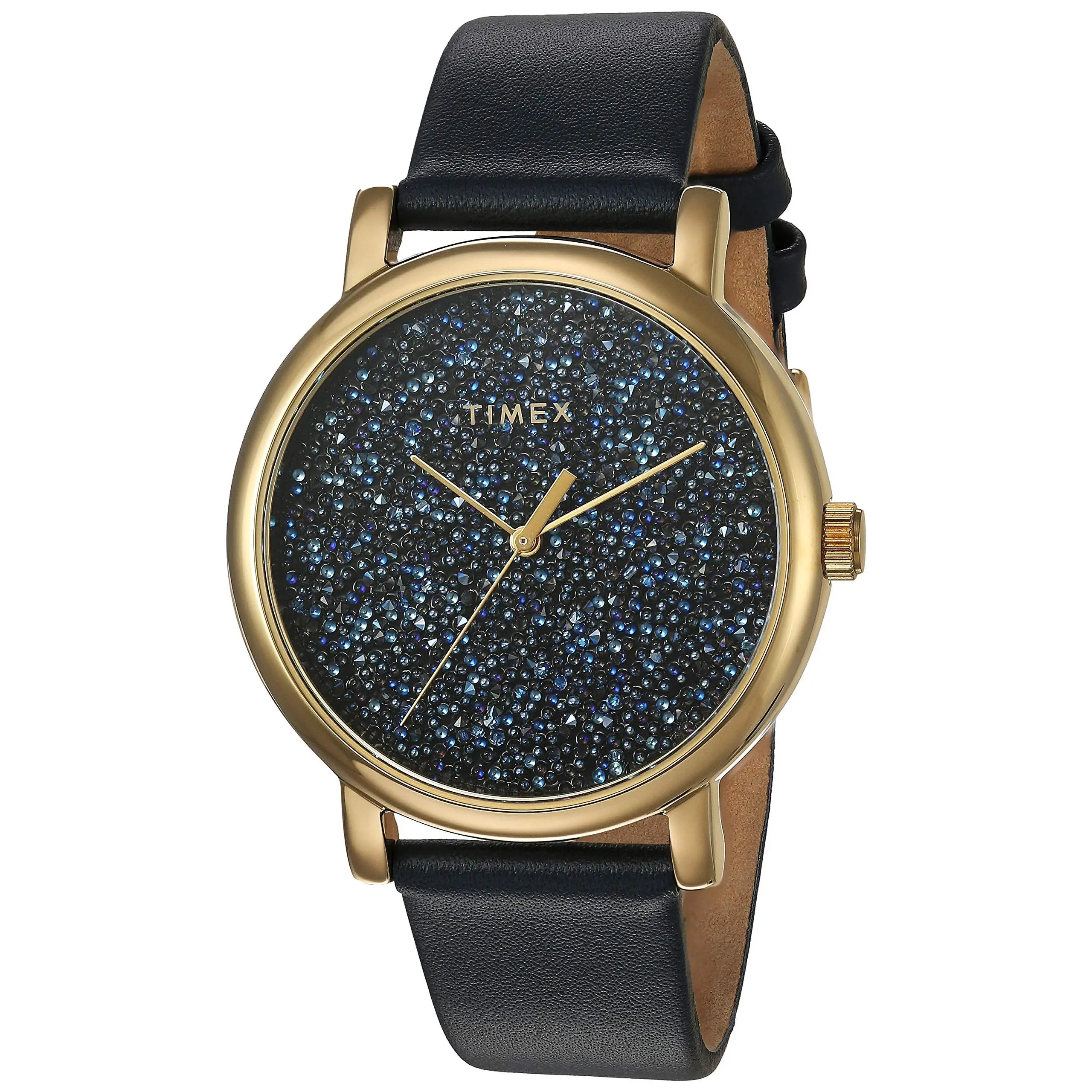 Timex Celestial Opulence Fashion Women's Watch for Ladies, Genuine Leather Adjustable Strap, Goldtone Shine, Mineral Glass (TW2R98100), Quartz Drive