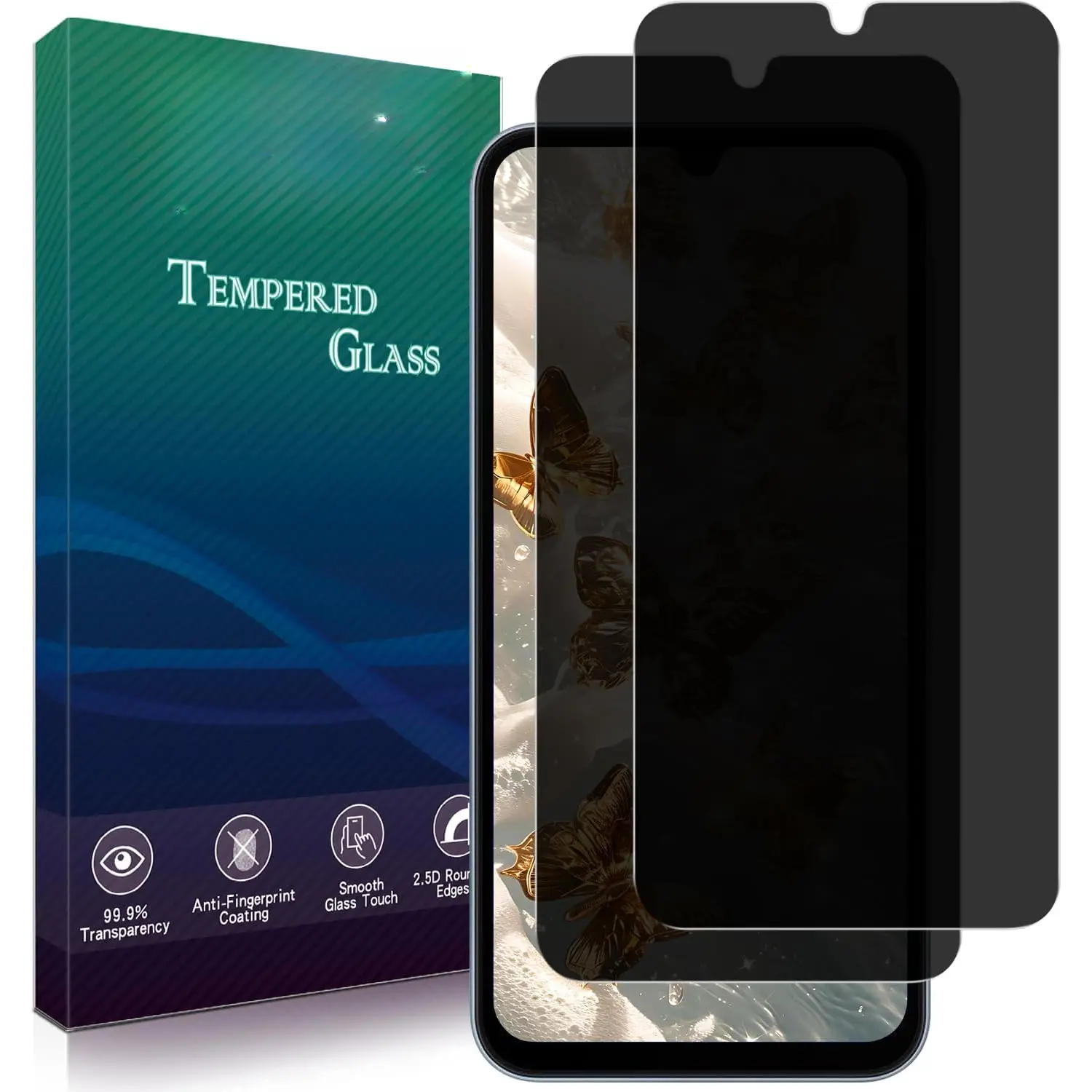 [2 Pack  Screen Protector for  Galaxy A15 5G / 4G Anti Spy Private Tempered Glass, Anti-Scratch, Bubble Free