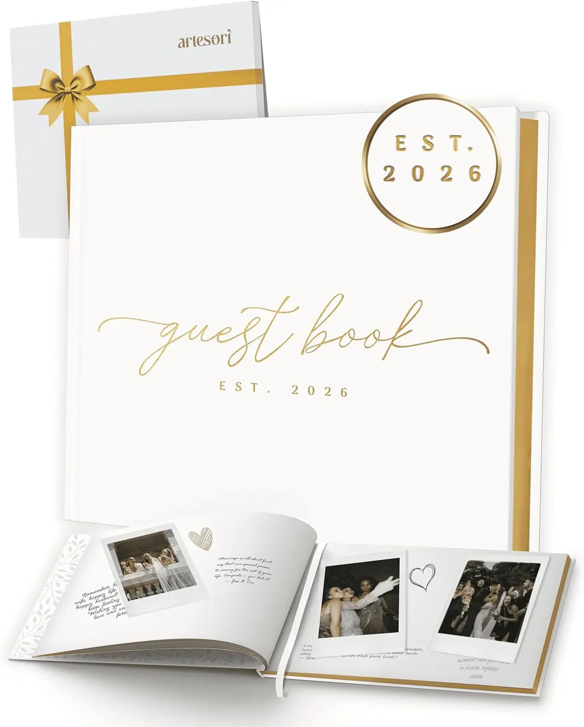 Artesori Personalized 2026 Wedding Guest Book for Reception — Summer Sale Deals Black Guestbook to Sign in, Elegant Baby Shower Guest Book for Party & Birthday &Graduation — Photo & Polaroid Guest Book for Wedding & Bridal Shower