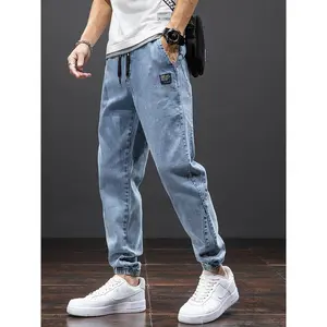 Spring Summer Black Blue Cargo Jeans Men Streetwear Denim Jogger Pants Men Baggy Harem Jean Trousers Plus Size Casual Loose Elastic