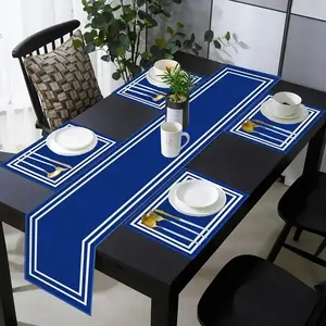 Table Runner Set, 6-Piece Dining Mat Collection, Elegant Border Design, Perfect for Home Decor & Party Settings