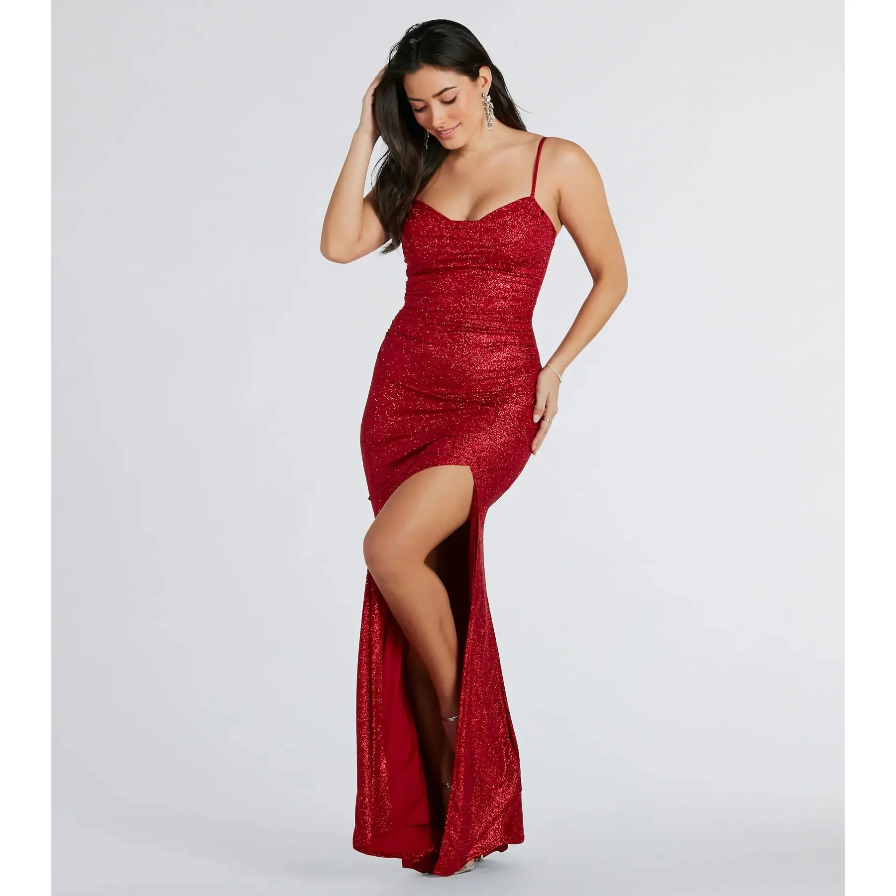 slim fit dress slacks Iconic Fantasy Rose Gold Sequin Cowl Neck Mini Dress