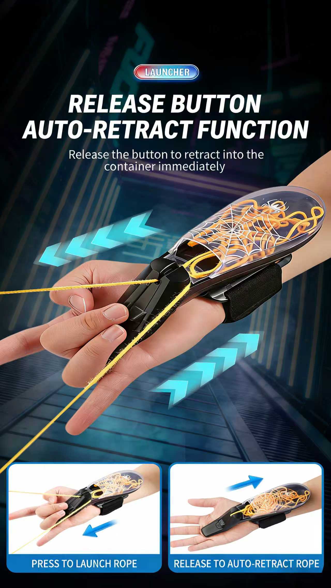 Brand New 2026 USB-C Rechargeable StringLaunching Webshooter Glows-In-the-DarkPerfect Holiday Gift for Kids Boys GirlsChristmas New Year Birthday