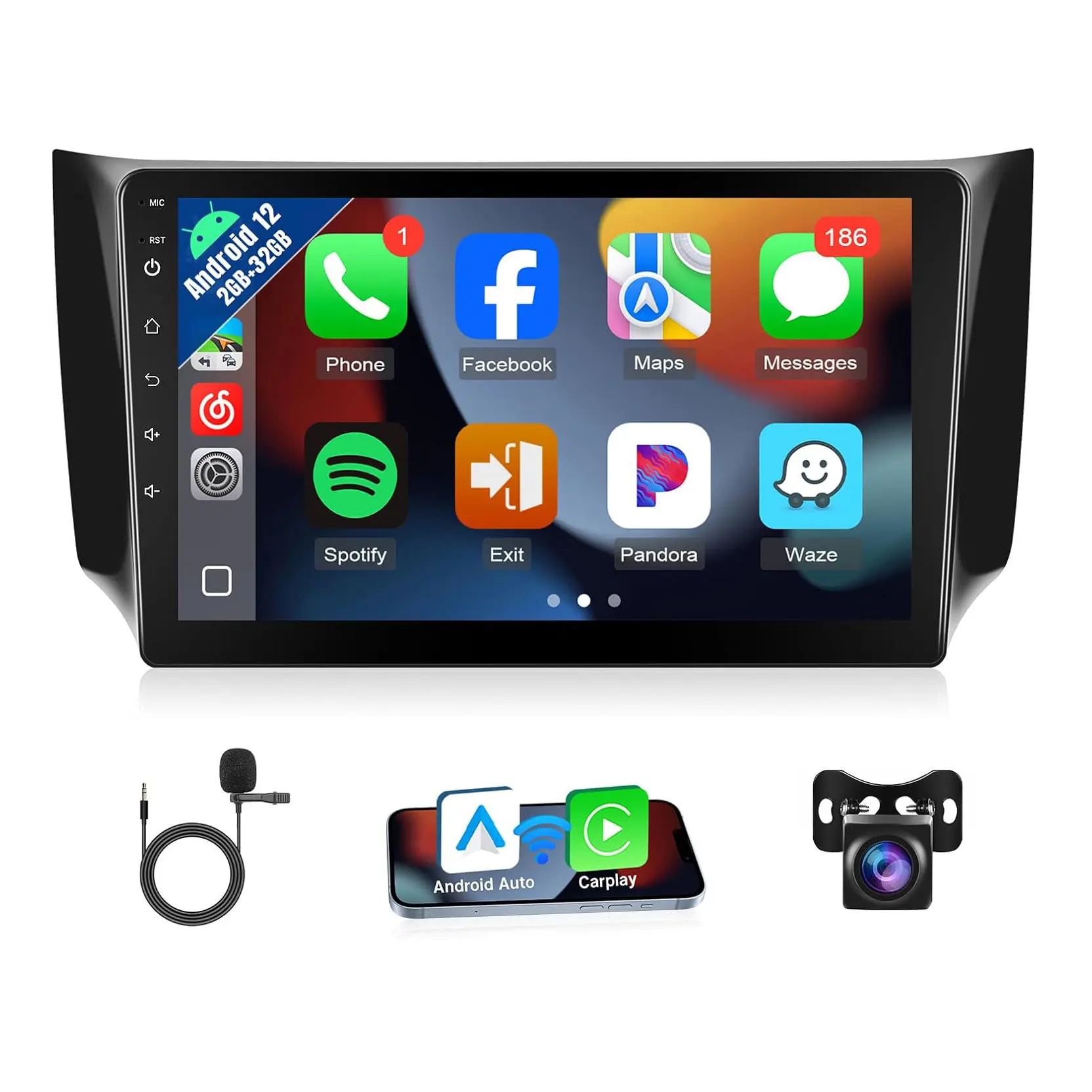 Car Stereo for Nissan Sentra 2013 2014 2015 2016 2017 2018 2019 | with Carplay Android Auto, 10.1 Inch Screen for Nissan Sentra Car Radio, Blutooth FM GPS WiFi SWC EQ 2+32G