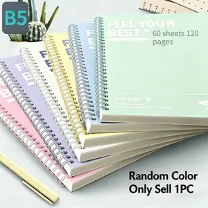 1pc Cute Pastel B5 Spiral Notebook, Hardcover, Tearable Lined/Grid Pages, Durable School & Office Supplies, Perfect Gift