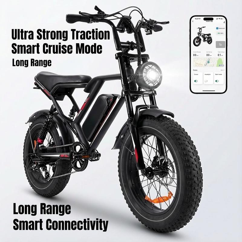 Smart Peak 1500W Ebike 48V 17.5Ah Removable Battery 31MPH 20" Fat Tire Dual Shock Absorber Adults Electric Bike for Mountains Snow Sand Road Folding High-Powered E-Bike electric  bicycles