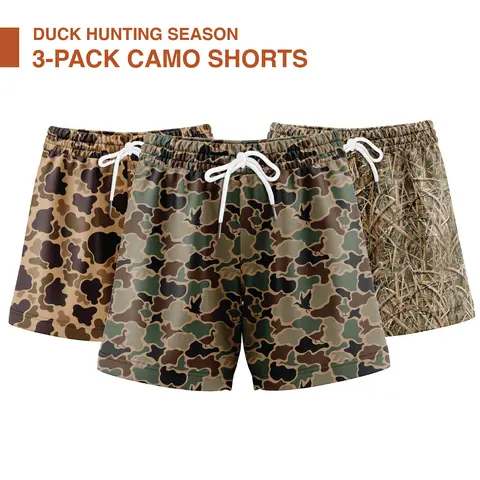 Men's 3-Pack Camo Mesh Athletic Shorts - 5-in Inseam, Breathable, Quick Dry, Moisture-Wicking, Mens Clothing, Activewear, Ideal for Gym Stuff, Hunt Gear, Camouflage Shorts