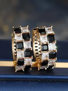 Round earrings for Women & Girls Synthetic Zirconia Inlay Fashion Design Hoop Earrings Daily Wear Jewelry Accessory for All Seasons Fashionable Jewelry Accessories High Quality Earrings
