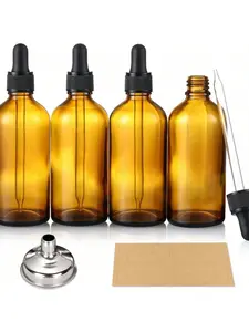 120ml Thick Dark Amber Glass Dropper Bottles 4 Pack With Funnel Labels Essential Oils Bottles For Health Personal Care Beauty Leakproof Tincture Bottles