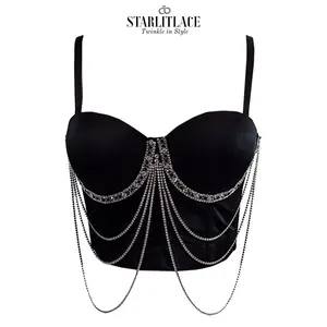 Handmade 3D Flower & Pearl LaceCorsage-Elegant Boning Mesh CorsetCrop Top for Women