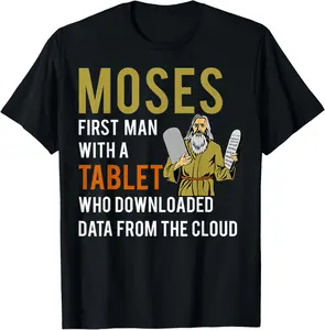 100% Cotton Funny Jewish Passover Moses Tablet Data Cloud Computing T T-Shirt