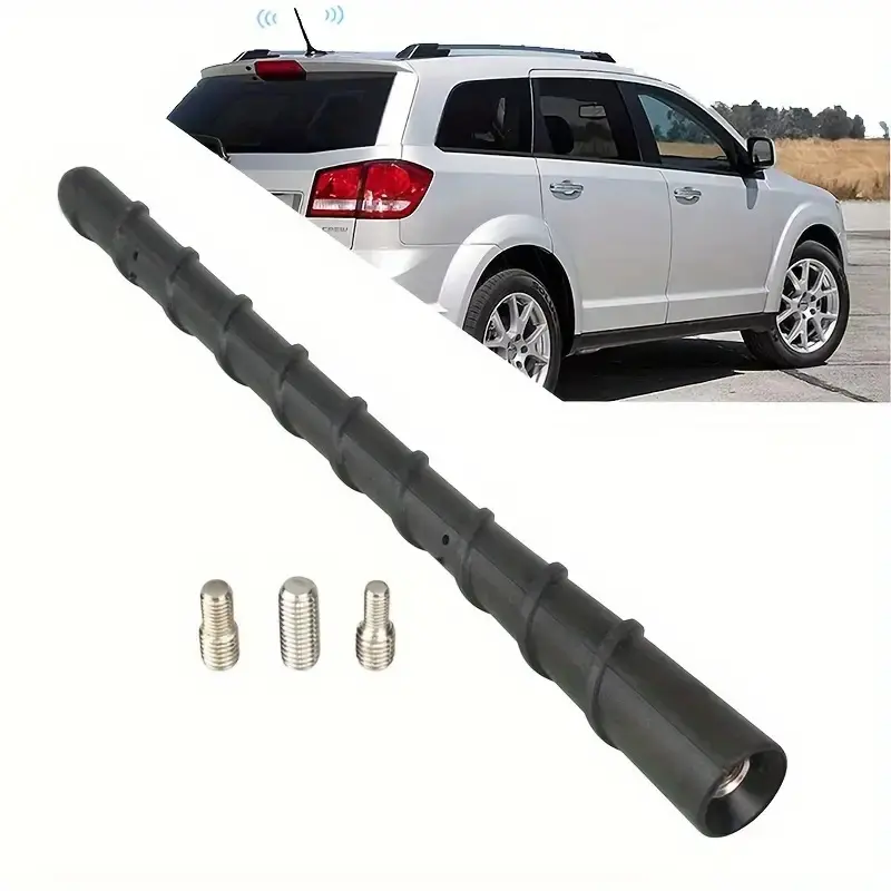 Fit Black Car Antenna Mast - Noise-Reducing, Flexible FM/AM Radio Signal Amplifier