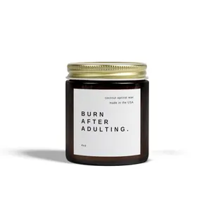 Burn After Adulting - Funny Scented Candle, Coconut Apricot Wax, Perfect Gift, Aromatic Home Décor,  Laugh & Relax (4oz/9oz)