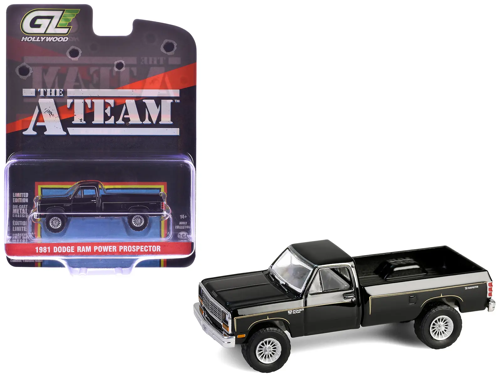 1981 Dodge Power Ram Prospector Pickup Truck Black "The A-Team" (1983-1987) TV Series 1/64 Diecast Model Car by Greenlight