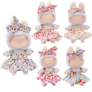 Labubu Doll Clothing Set, Floral Skirt & Halter Dress, 2-Piece Pack, Doll Clothes Outfit, Perfect for 15-17cm Dolls, Ideal Gift for Doll Enthusiasts, Doll Clothes Set