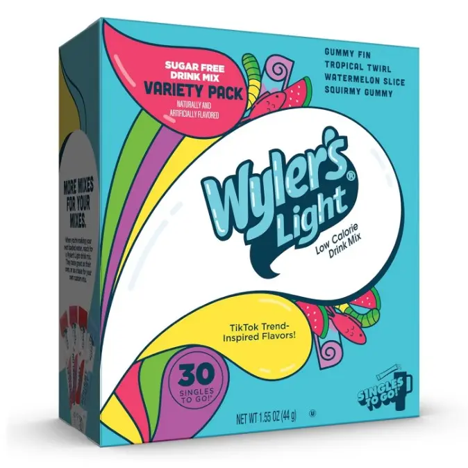 Wyler's Light Singles To Go Drink Mix, Gummy Candy Variety Pack, 30 Packets