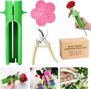 Rose Thorn Stripper Tool, 3-in-1 Professional Rose Dethorner, Florist Supplies, Florist-Grade Thorn Remover for Roses with Safety Guard for Bouquets and Pruning