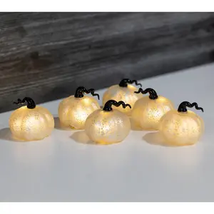 LumaBase Battery-Operated Mercury Glass Pumpkins, 6ct