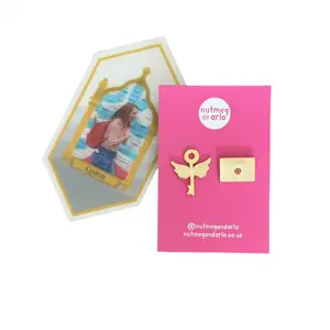 Acceptance Letter/Winged Key Pin Set | Nutmeg & Arlo Magical Enamel Pin Set - Gold Plated Key & Envelope (26mm / 13.5mm)