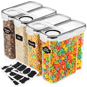 Cereal Container Set of 4, Food Storage Containers with Lids Airtight Plastic Cereal Keeper Dispenser for Kitchen Pantry, 138.8 fl oz