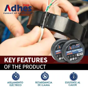 ADHES Professional Electrical Tape Black 5 Pack 0.75 inch x 65.6 feet