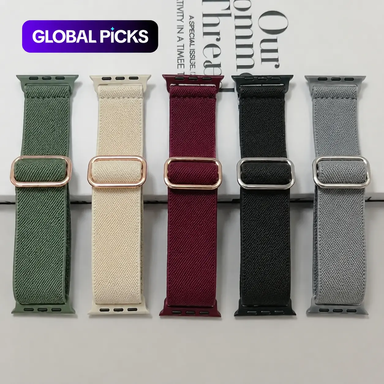 5-Pack Nylon Elastic Apple Watch Bands | Soft Breathable Sport Straps Compatible with Apple Watch Ultra & Series 10/9/8/7/6/5/4/3/2/1/SE | Adjustable Unisex Watch Bands