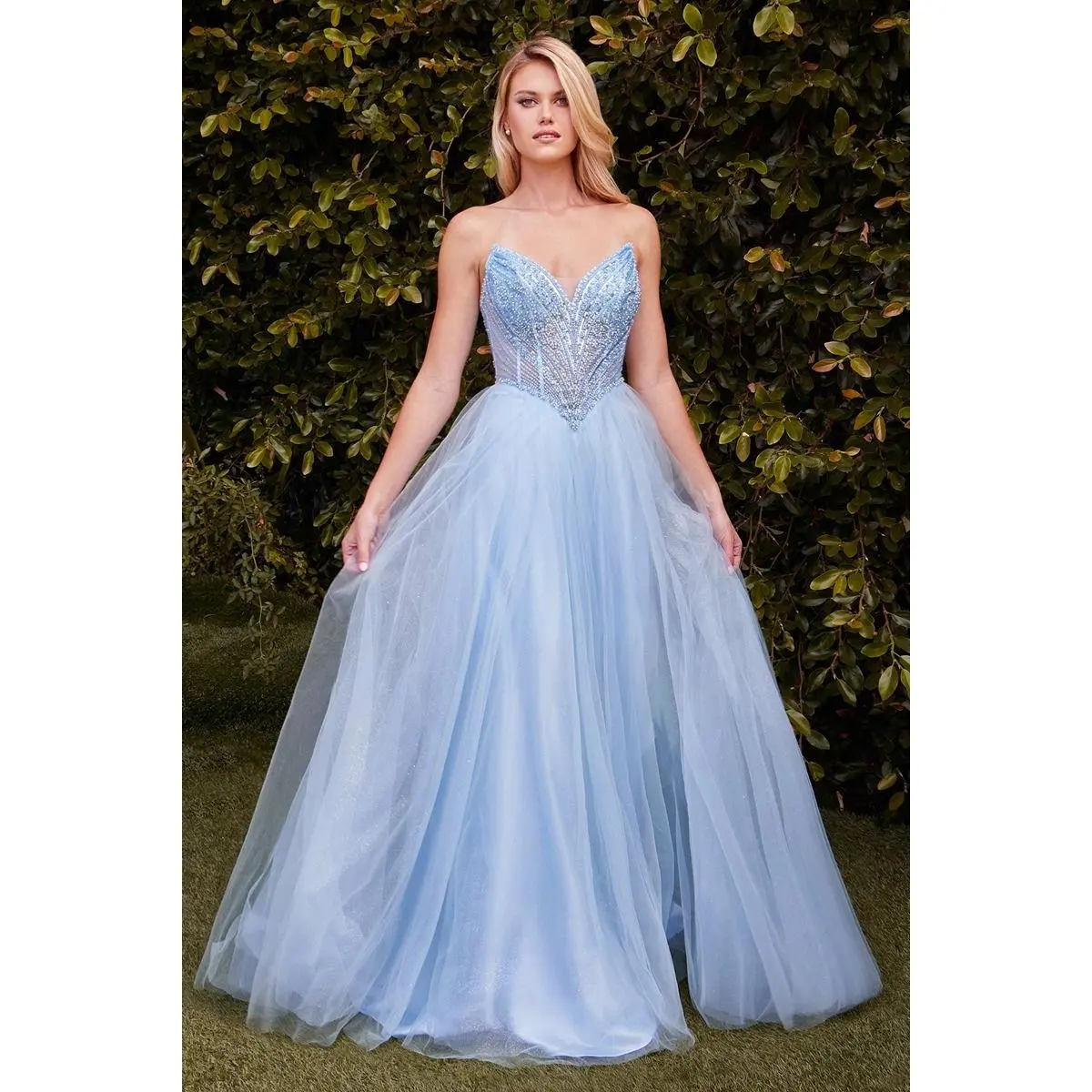 Cinderella Divine -CC415 Strapless Beaded Tulle Ball Gown