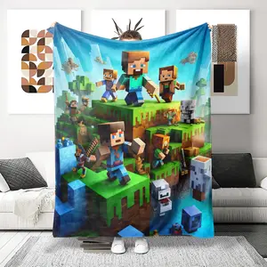 Pixel Game Theme Blanket, Lightweight Cozy Blanket, Soft Comfy Blanket, Soft Flannel Throw for Gaming Enthusiasts, Perfect Gift for Christmas, Halloween, New Year, All Seasons Use