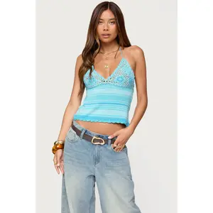 Suanne Crochet & Knit Stripey Halter Top