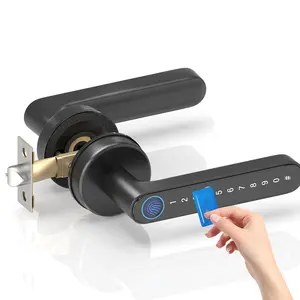 Smart Fingerprint Door Lock Keyless Entry Lock with Keyboard Handle, Digital Electric Biometric Technology for Bedroom Home Use