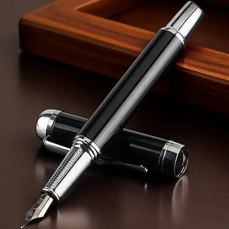 metallic Engraving Process Fountain Pen, Portable Durable Pen with Gift Box, Aesthetic Pens, Replaceable Ink Sac Student Examination Business Office Writing Tool, College Student Pen