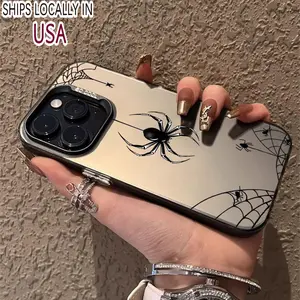 Spiders Pattern Case for iPhone 16 15 14 Pro Max 13 12 11 XR XS Plus Shockproof Drop Protection Durable PC Smartphone Cover Screen Protector Silicone