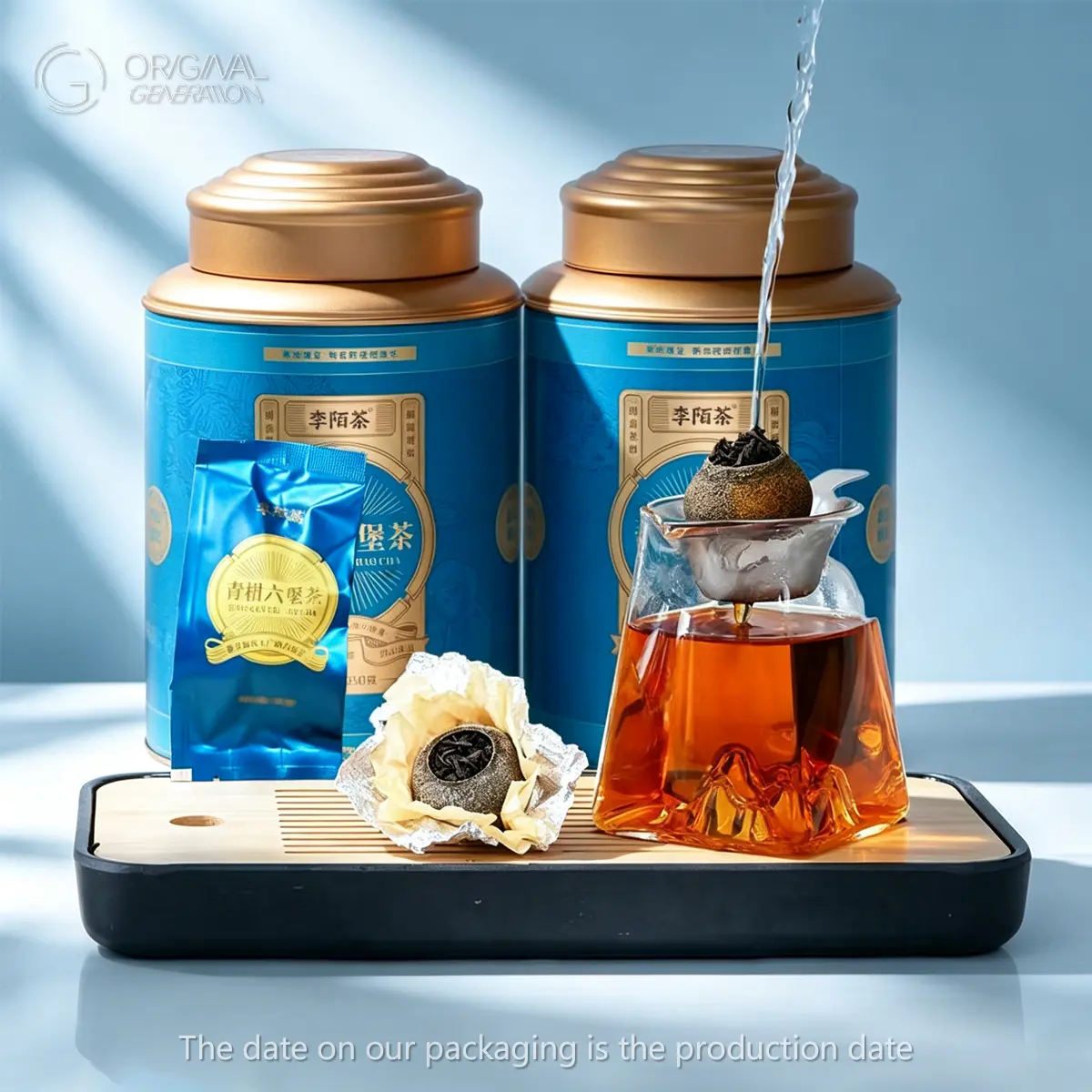 BOGO 2 Tins Tangerine Black Tea 2 Tins 250g/tin 15-20pcs 1 Tea Ball Can Make 400oz Tea With Glass Piter And Bamboo Tea Tray