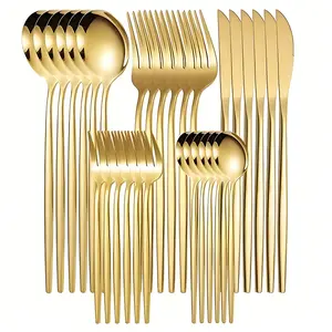Stainless Steel Knife and Fork 30-Piece Set Portuguese Cutlery Set Gold Creative Western Steak Knife Tableware