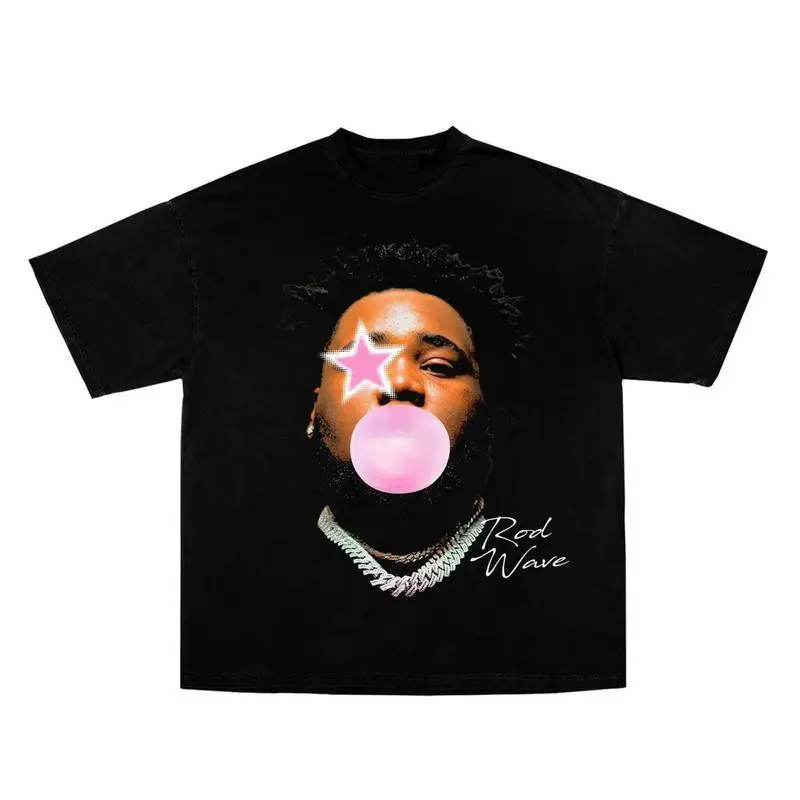 Rapper Rod Wave Pink Bubble Gum Shirt Gift For Fan Unisex Cotton Rod Last Lap Tour Graphic Tee, Full Colors, Full Sizes, For Men, For Women, gift for him gift for her Novelty Graphic T Shirt funny tshirt Undershirts Tees Casual Streetwear Classic Plain