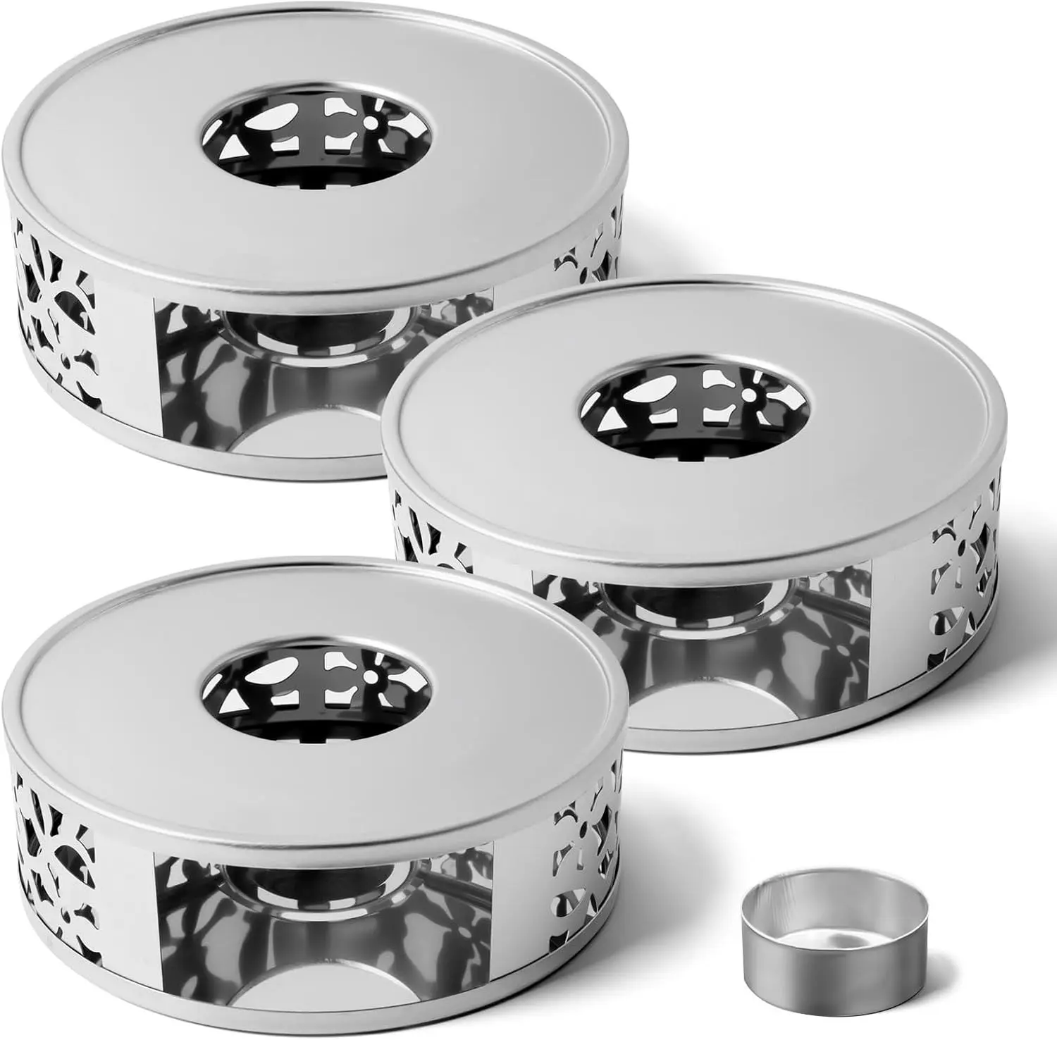 3 Pack Stainless Steel Teapot Warmer with Tealight Holder