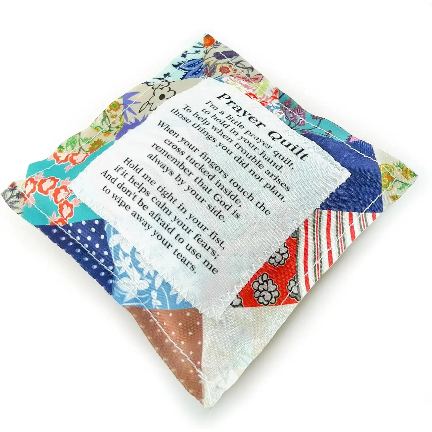 Pocket Prayer Quilt with Cross Inside - Encouragement Scripture Prayer Quilt Squares  Religious Christian Sympathy  for Women, Mom, Pastor, Baptism, Mother's Day, Mother-to-Be