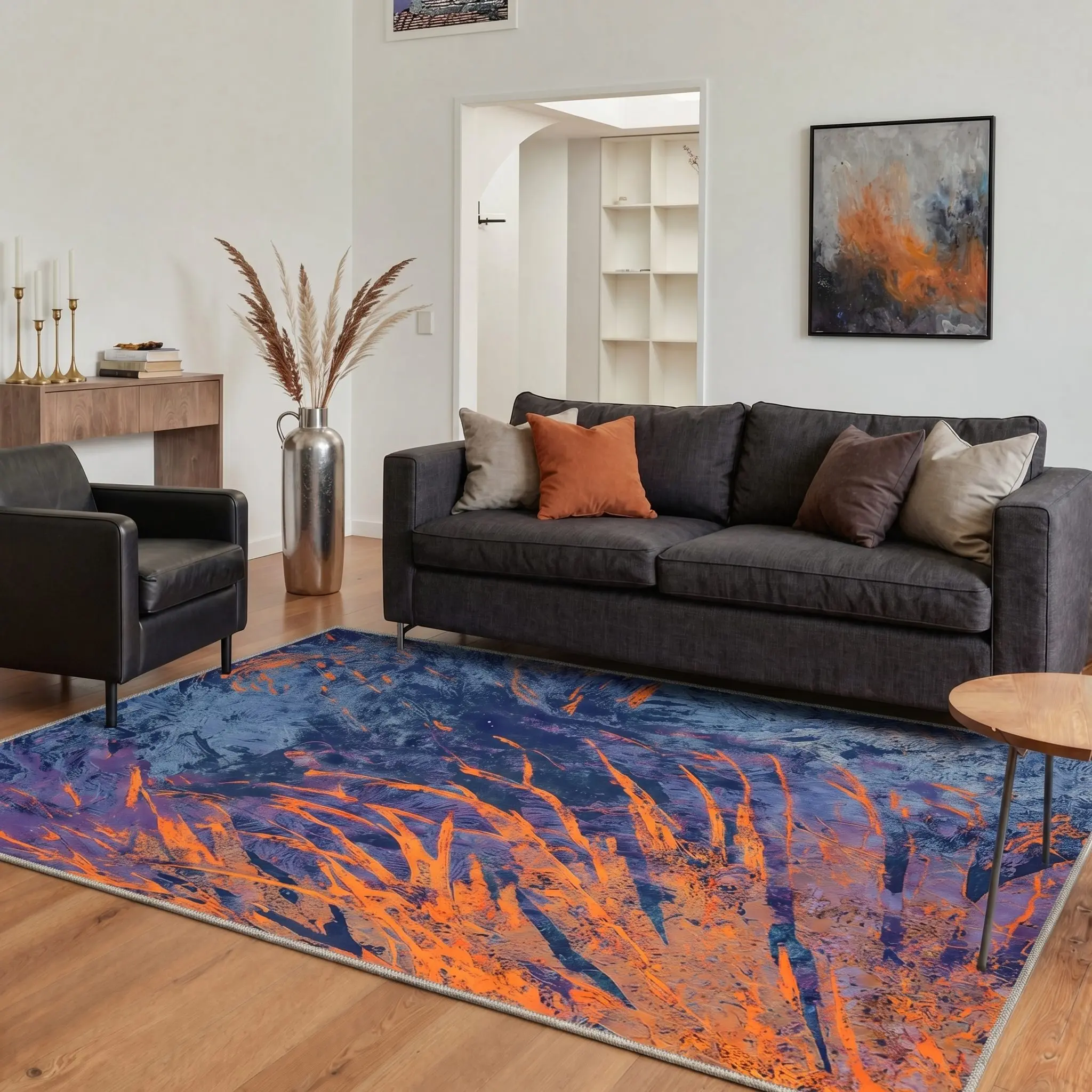 【Deals For You Days】GENIMO Area Rug – Pet Friendly, Non-Slip, Machine Washable Carpet, Soft Floor Rug, Stylish Home Decor for Living Room, Bedroom, Hallway ,ARA2803-INDIGO
