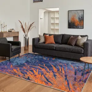 【Deals For You Days】GENIMO Area Rug – Pet Friendly, Non-Slip, Machine Washable Carpet, Soft Floor Rug, Stylish Home Decor for Living Room, Bedroom, Hallway ,ARA2803-INDIGO