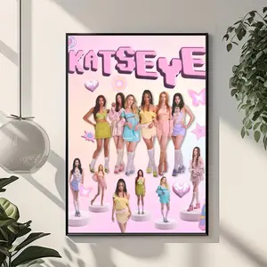 Korea Kpop Band K-Katseye Poster Unframed Art Print Waterproof HD Wall Sticker | Self-Adhesive Decorative Art Poster | Fade-Resistant Scratch-Proof for Long-Term Use | Easy to Apply and Clean | for Home Office Bedroom Living Room Kitchen Decor | Gift Idea