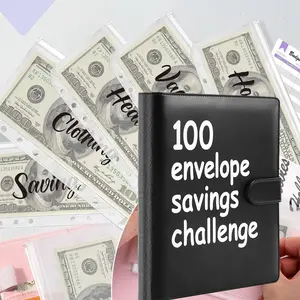 100 Envelopes Money Saving Challenge Binder, Savings Challenges Book with 100 Envelopes & Tracker, Savings Binder l Save $5050 in Fun & Motivating Way, A5 Envelope Challenge Binder Kit,Black