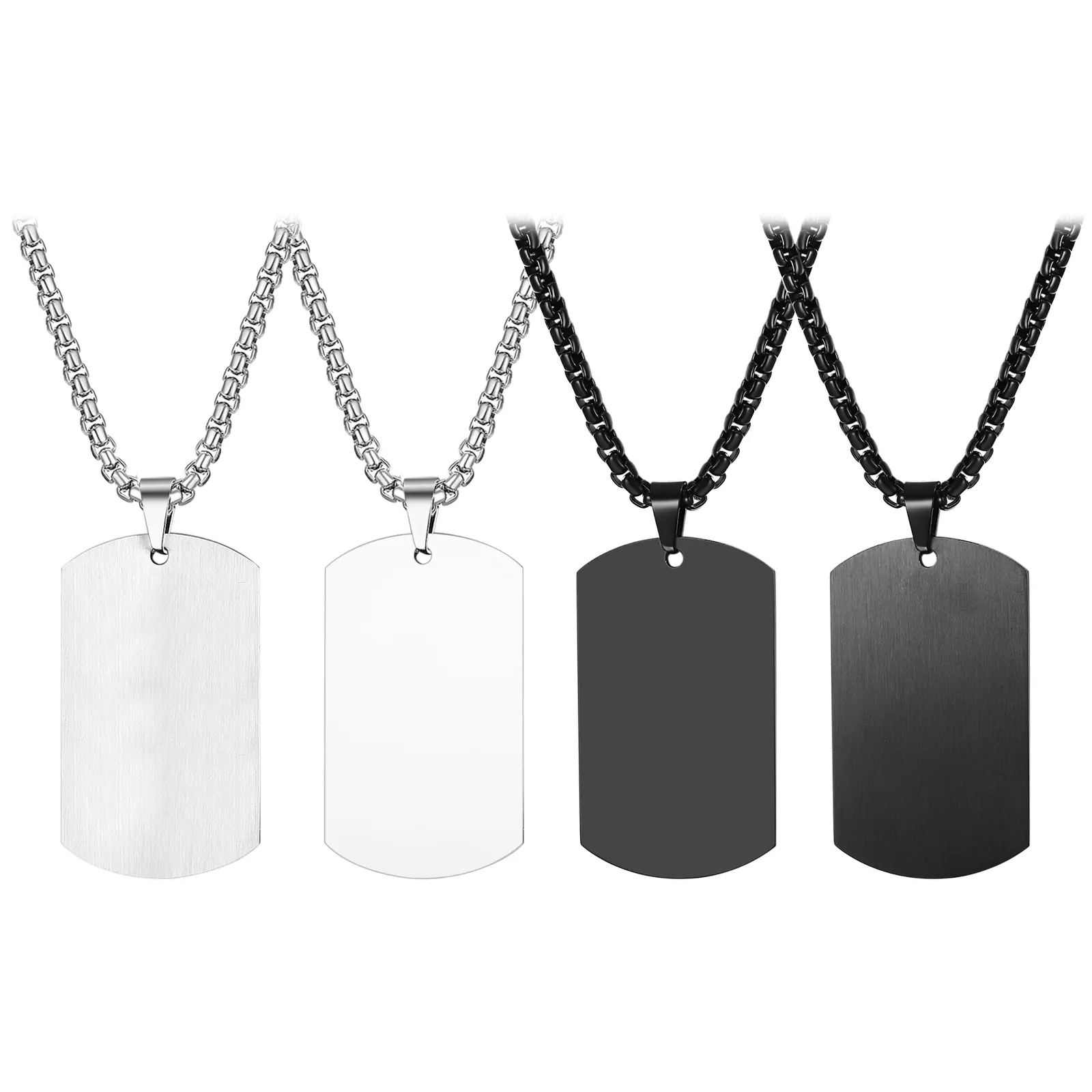 OIDEA Custom Engraved Dog Tag Necklace for Men, Stainless Steel Rust-Resistant Statement Pendant, Brushed Polished Engraved Nameplate, 22-Inch Wheat Chain, Personalized Engraving Necklaces, Custom Engraved Necklaces