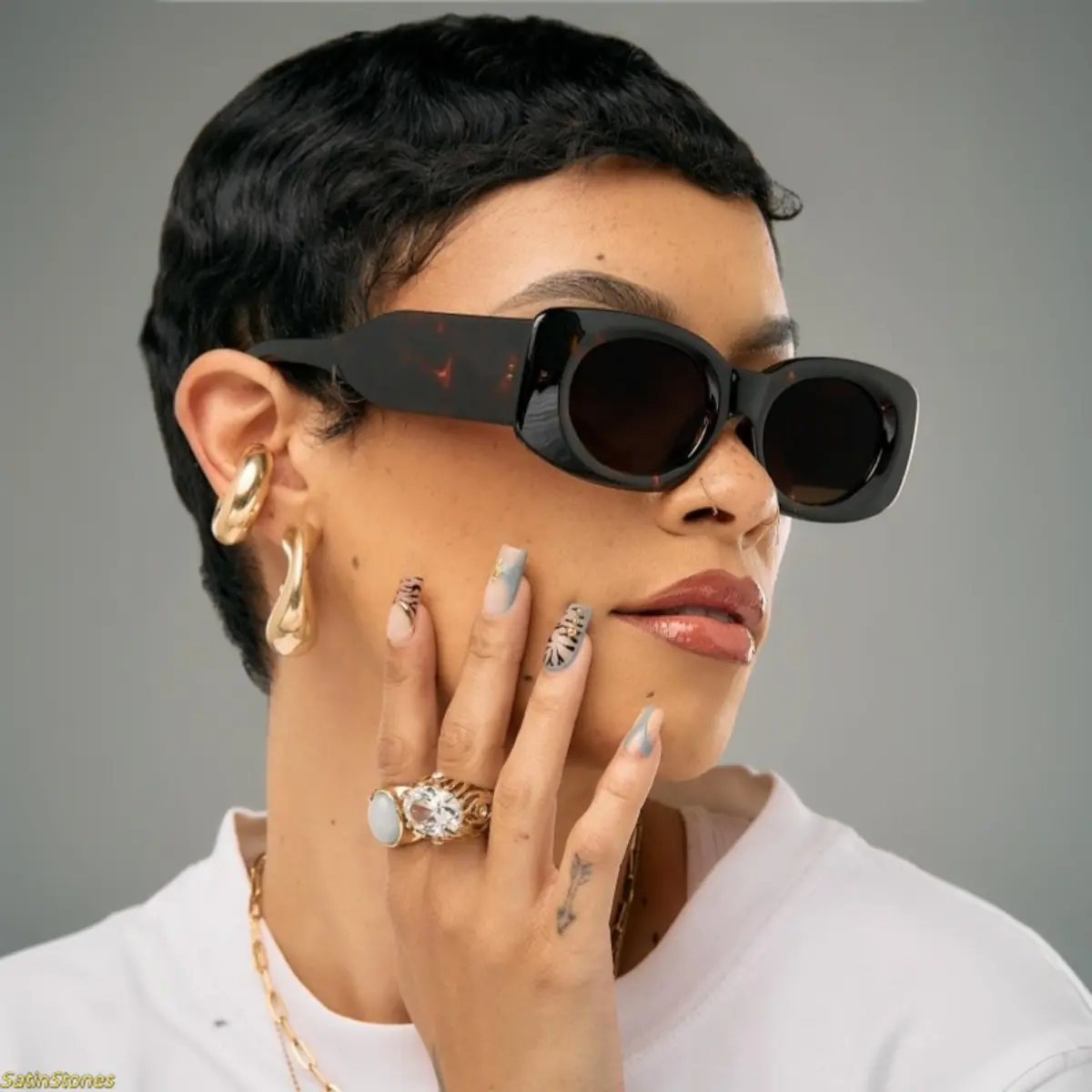 Women's 2026 New Oversized Leopard Print Rectangular Statement Frame Sunglasses - High-Quality, Casual, Celebrity-Inspired, Summer Streetwear, Polyamide, Female Stylish Accessories