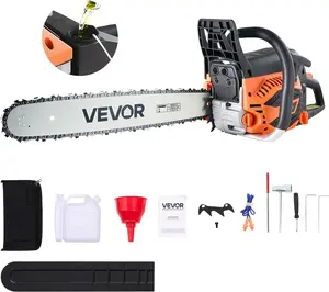 20inch 62CC Gas Powered Chainsaw, 3.8 HP 2 Stroke Engine Gas Power Chainsaws with Non-Slip Handle, Gas Chainsaws with Dual Fuel Tanks, For Wood Cutting, Tree Trimming, and Land Clearing