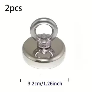 2pcs Heavy-Duty 49.9 KG Magnets with Stainless Steel Lifting Eye, Enhanced Magnetic Force for Metal Recovery, Outdoor Exploration, and Water Salvage - Durable Magnets