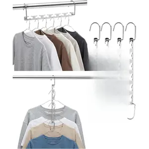 - Metal Space Saving Hangers for Clothes, 4 Pack, 6 Slots, 360? Rotating Hooks, Metal Hangers, Wardrobe Organizer, Magic Cascading Hanger, Closet Space Saver, Closet Organizers and Storage