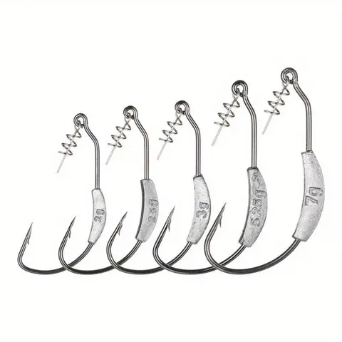 Mixed Size Fishing Crank Hook, 5 Counts Fishing Lure Hook, Carbon Steel Fishing Accessories for Outdoor, Fishing Hook Set, Fishing Gear, Fishing Tackle, Fishing Supplies