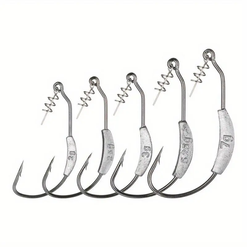Mixed Size Fishing Crank Hook, 5 Counts Fishing Lure Hook, Carbon Steel Fishing Accessories for Outdoor, Fishing Hook Set, Fishing Gear, Fishing Tackle, Fishing Supplies